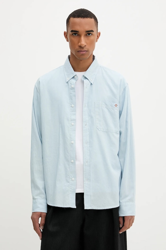 Dickies cămașă din bumbac lung albastru DK0A87PY