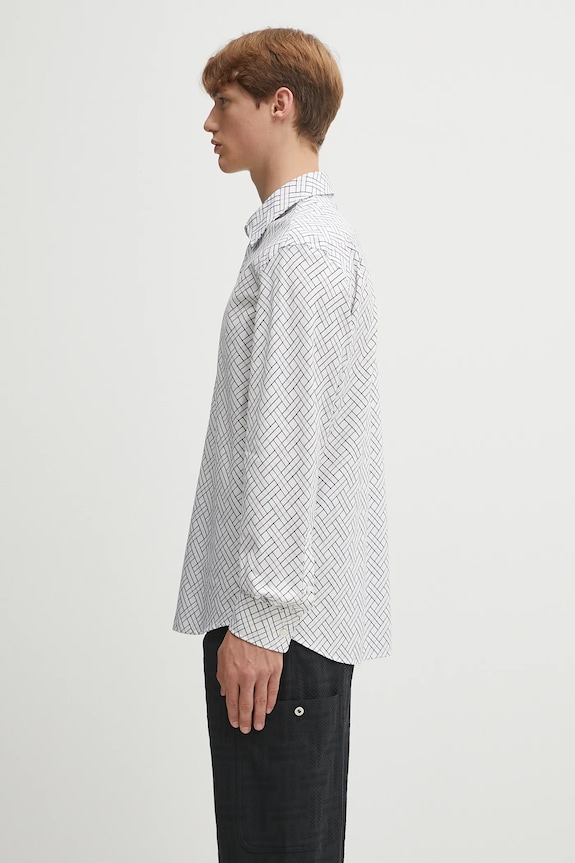 Хлопковая рубашка Kenzo Weave Regular FF65CH4029JD белый AW25