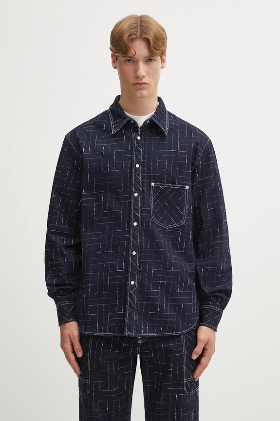 Kenzo denim shirt Weave Casual cotton navy FF65DC4226V1