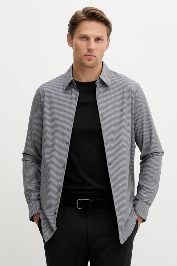 Πουκάμισο Calvin Klein με ελαστάν γκρί LV04LD135G