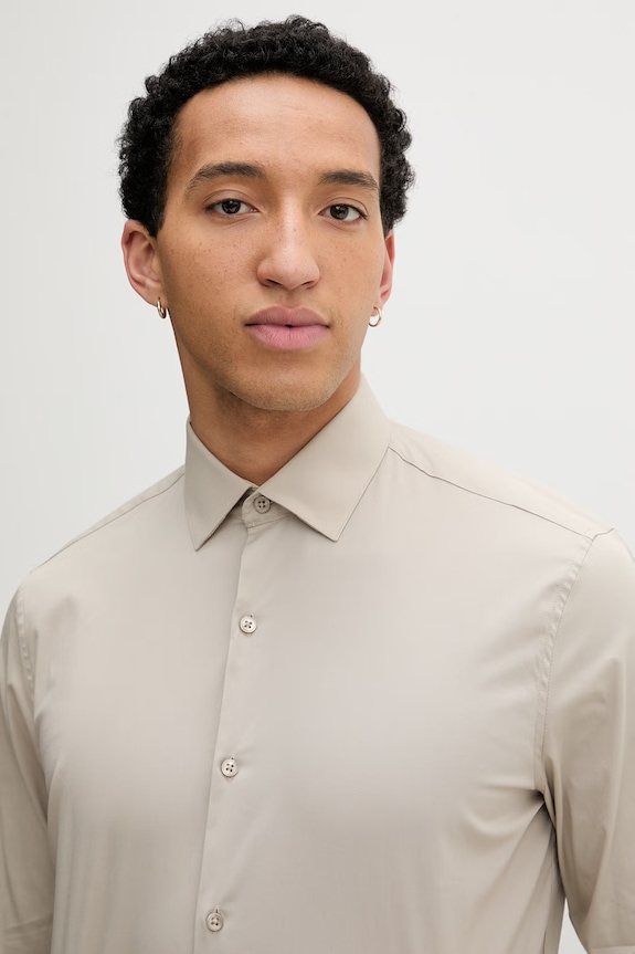 Calvin Klein košeľa pánska bavlnená s elastanom béžová LV019EU037