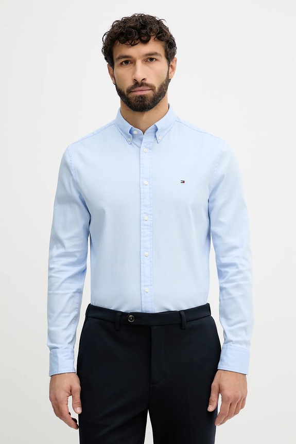 Tommy Hilfiger koszula z elastanem niebieski MW0MW40458
