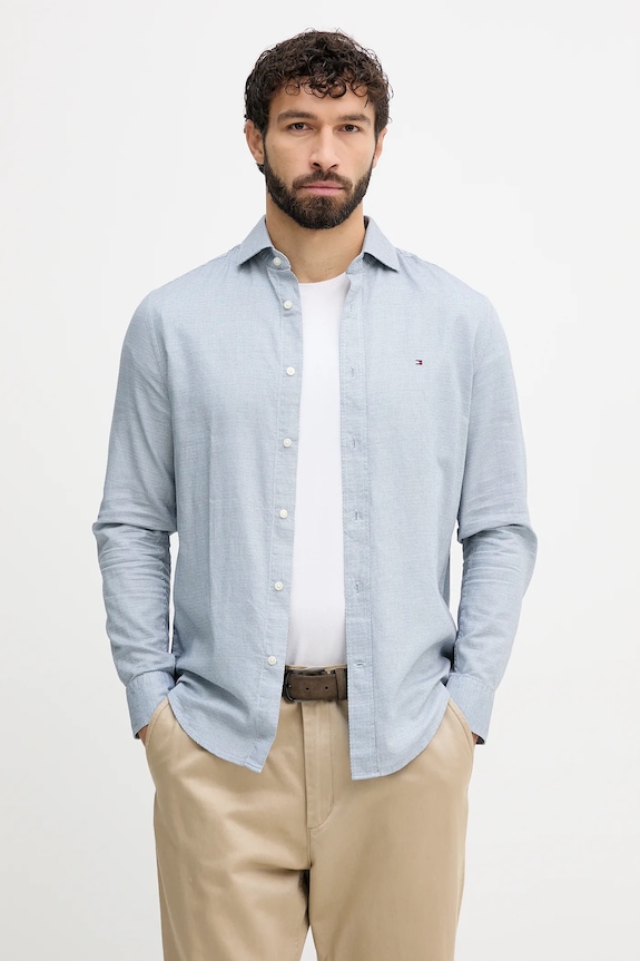 Tommy Hilfiger koszula bawełniana wzorzyste granatowy MW0MW40461