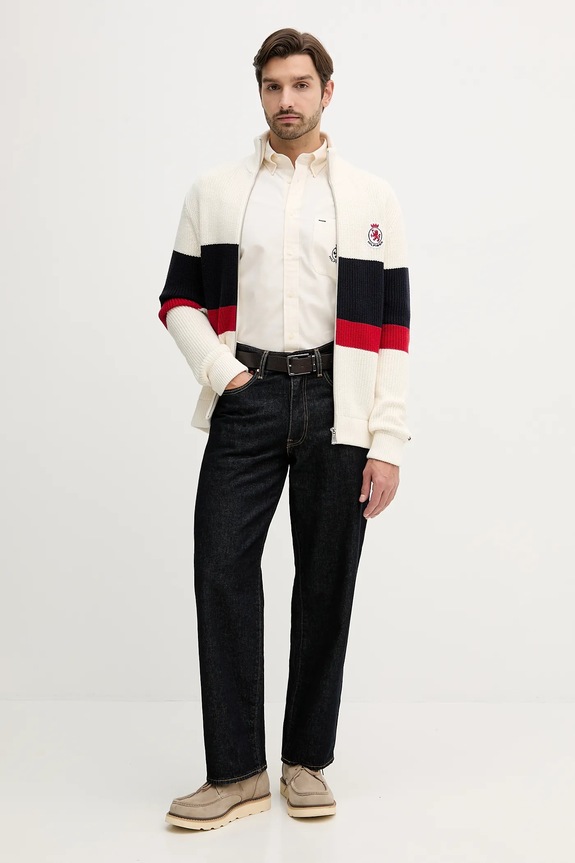 Tommy Hilfiger koszula bawełniana MW0MW40890 beżowy AW25