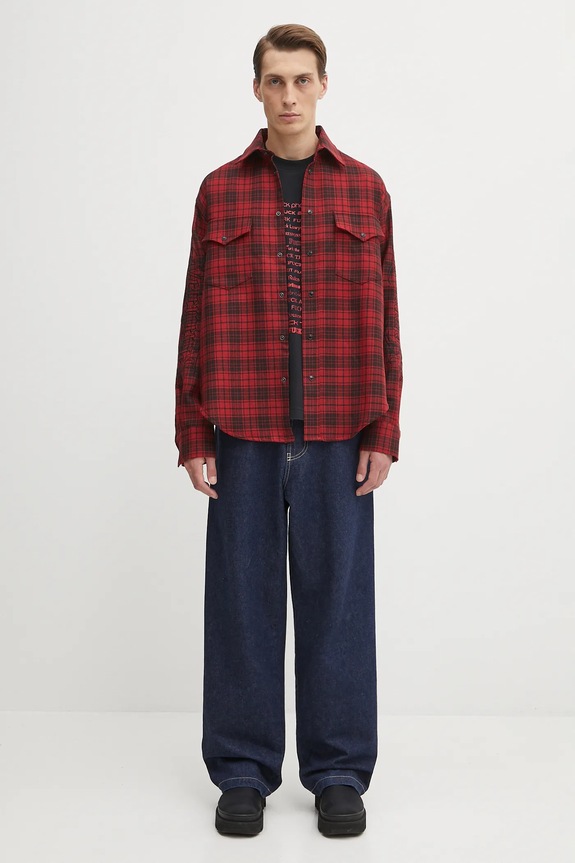 VETEMENTS wool shirt Plaid Embroidered UH76SH900BR