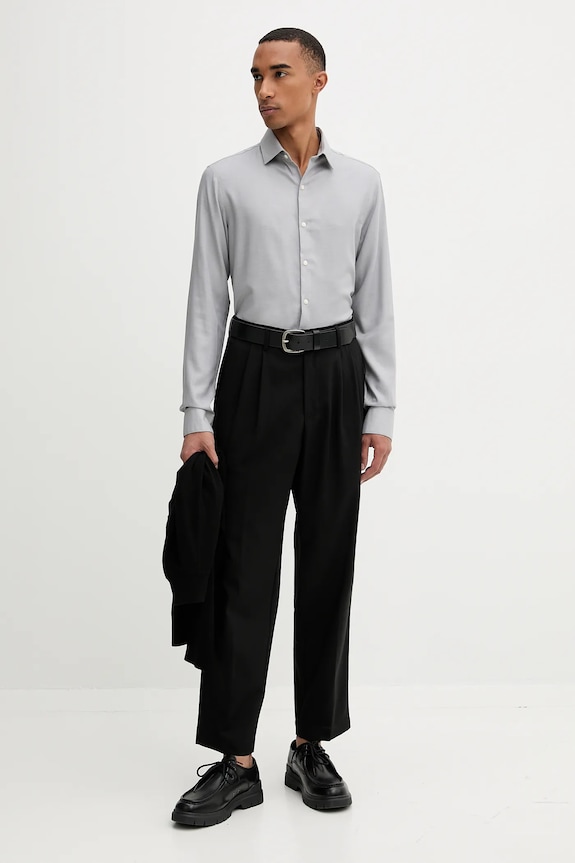 Vlnená košeľa Calvin Klein LV019EU066 sivá AW25