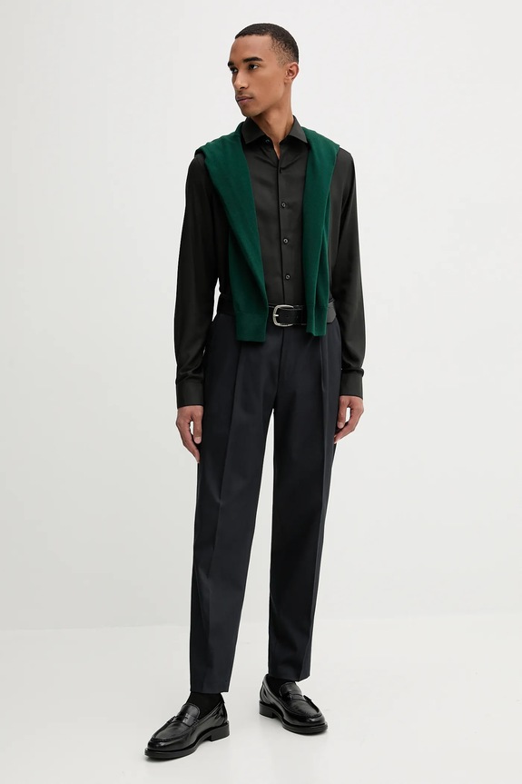 Vlnená košeľa Calvin Klein LV019EU066 čierna AW25