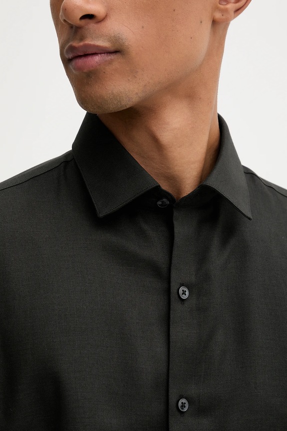 Vlnená košeľa Calvin Klein čierna LV019EU066