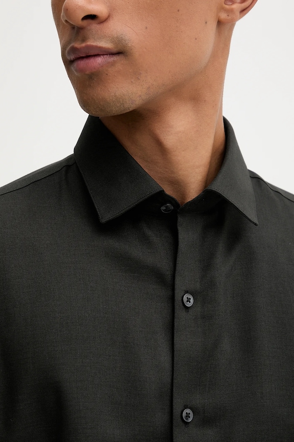 Vlnená košeľa Calvin Klein čierna LV019EU066