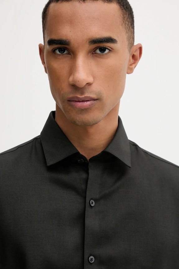 Vlnená košeľa Calvin Klein LV019EU066 čierna