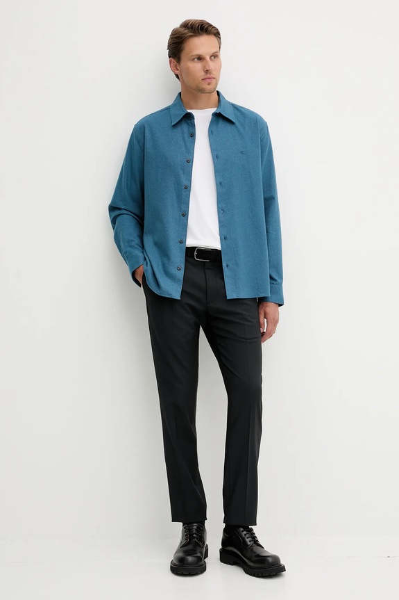 Βαμβακερό πουκάμισο Calvin Klein LV04LD119G μπλε AW25