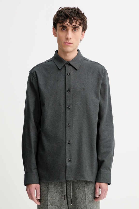 Pamučna košulja Calvin Klein casual siva LV04LD119G