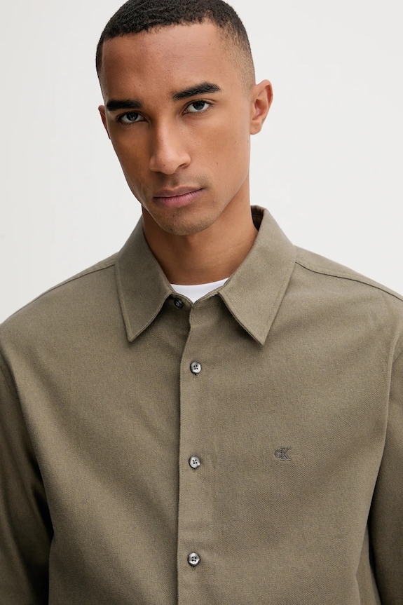 Bavlnená košeľa Calvin Klein zelená LV04LD119G