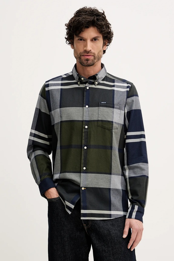 Barbour cămașă din bumbac DUNOON lung verde MSH4980