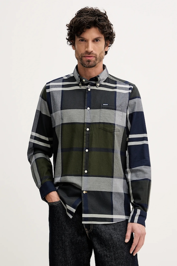 Barbour cămașă din bumbac DUNOON lung verde MSH4980