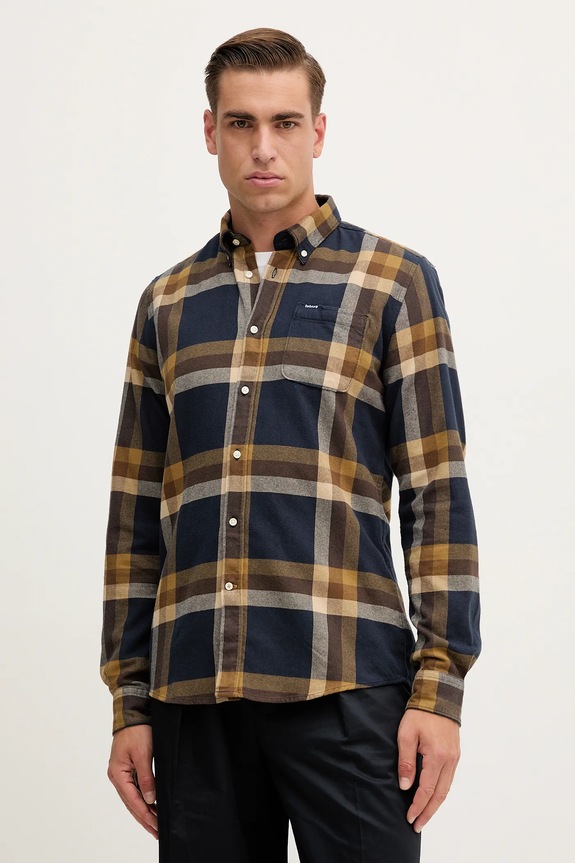 Barbour camicia in cotone FOLLEY a quadri blu navy MSH5364