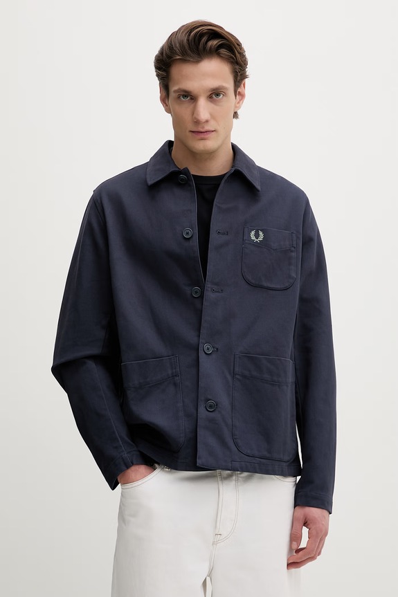 Fred Perry koszula bawełniana bawełna granatowy M1701