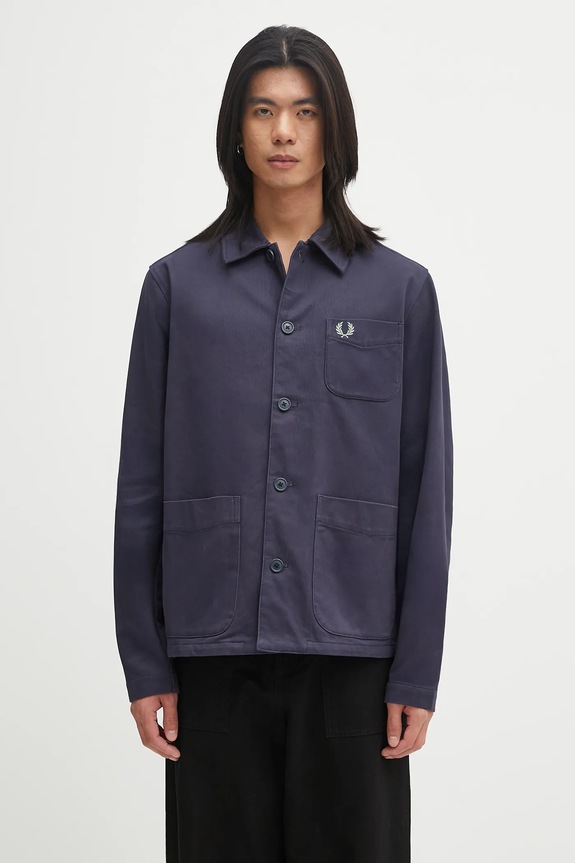 Bavlnená košeľa Fred Perry regular tmavomodrá M1701