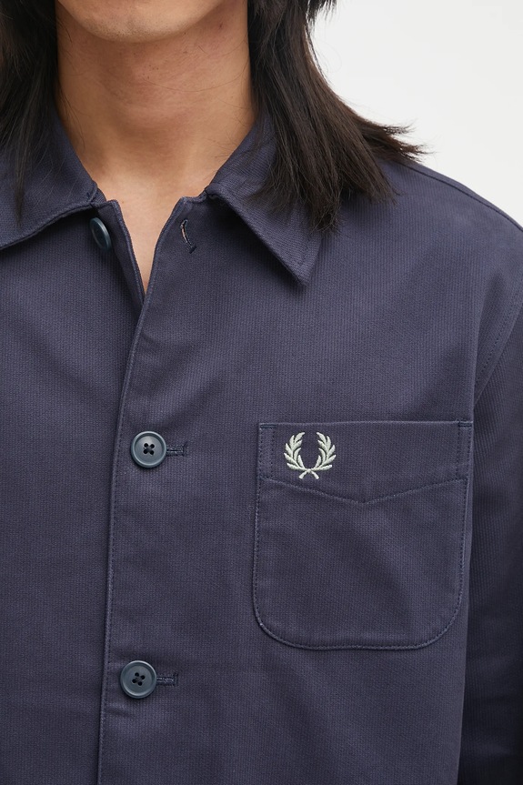 Bavlnená košeľa Fred Perry tmavomodrá M1701