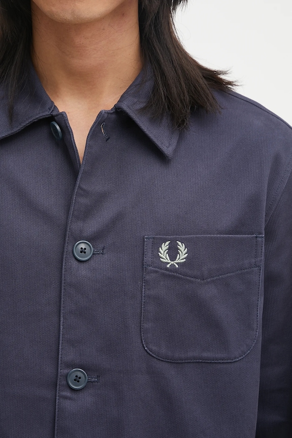 Bavlnená košeľa Fred Perry tmavomodrá M1701