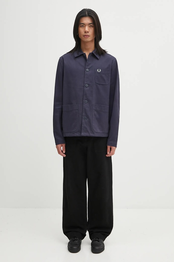 Bavlnená košeľa Fred Perry M1701 tmavomodrá