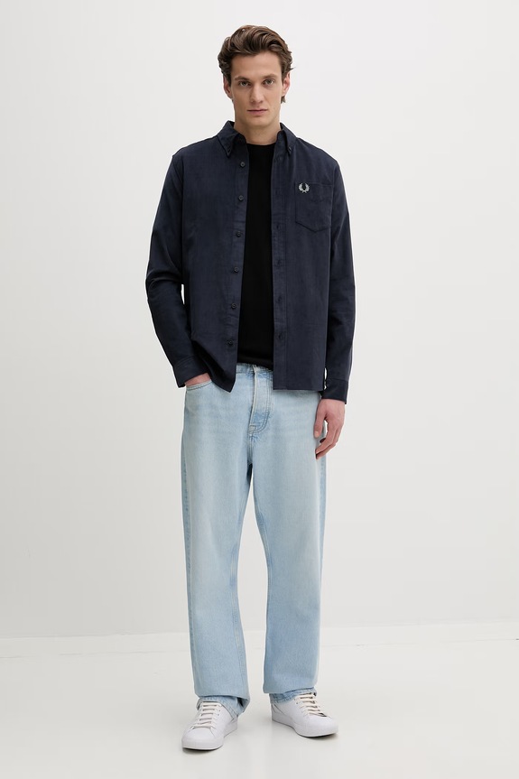 Fred Perry camicia in cotone M1737 blu navy AW25
