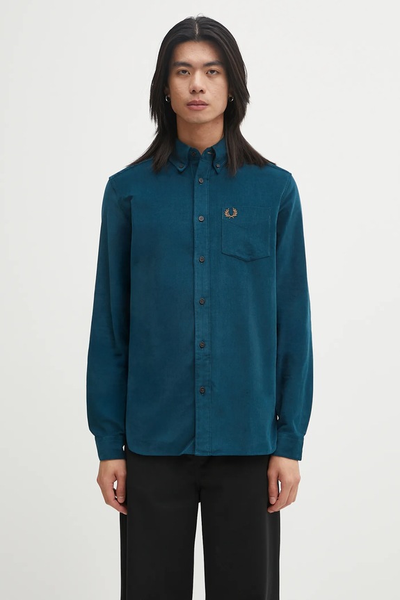 Fred Perry cotton shirt cotton turquoise M1737