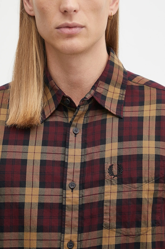 Βαμβακερό πουκάμισο Fred Perry μπορντό M1742