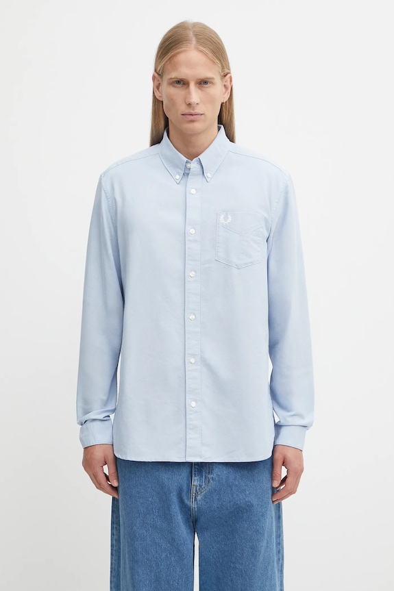 Fred Perry koszula bawełniana gładkie niebieski M5516