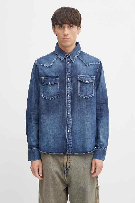 Visvim cămașă jeans Social Sculpture shirt lung bleumarin 125105007001