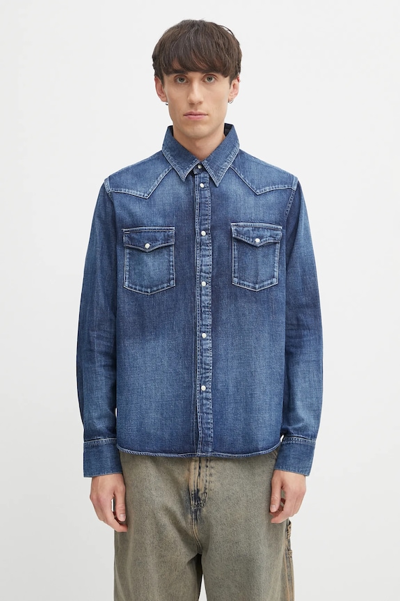 Дънкова риза Visvim social sculpture shirt памук тъмносин 125105007001