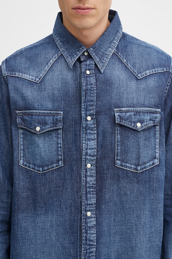 Visvim cămașă jeans Social Sculpture shirt bleumarin 125105007001