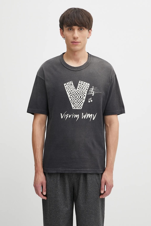 Хлопковая футболка Visvim jumbo tee s/s v печать серый 125105010014