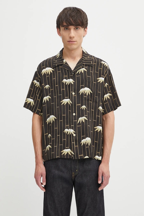Visvim cămașă de mătase copa shirt s/s bamboo scurt negru 125105011003