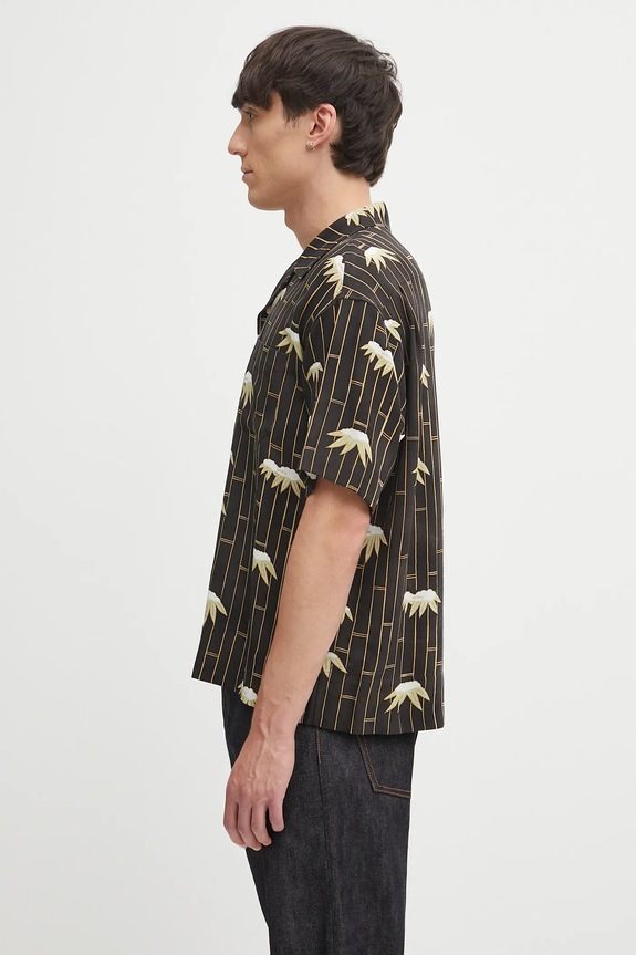 Visvim cămașă de mătase copa shirt s/s bamboo 125105011003 negru AW25