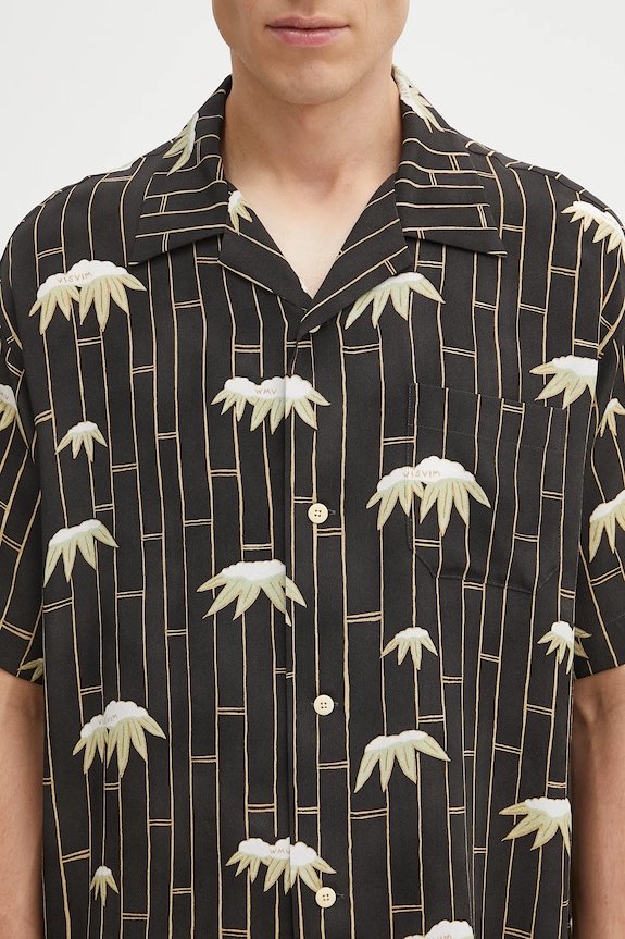 Visvim cămașă de mătase copa shirt s/s bamboo negru 125105011003