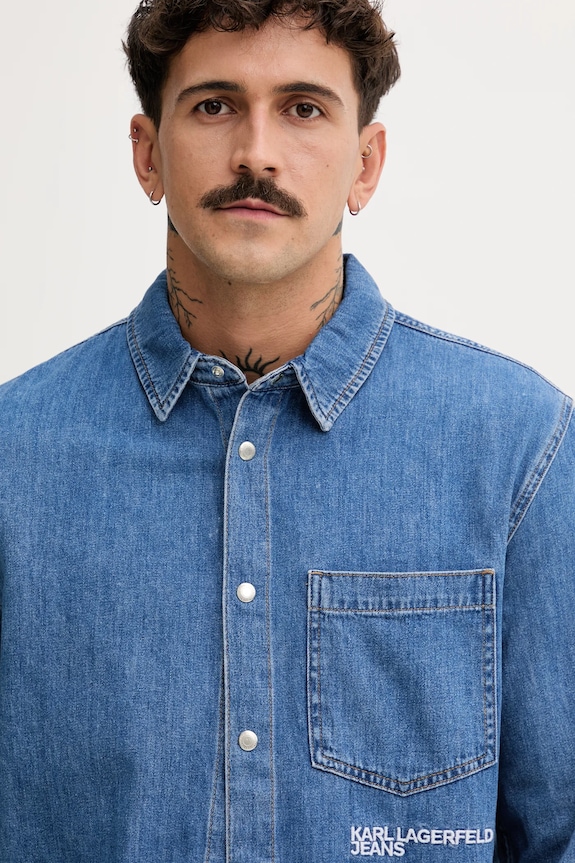 Rifľová košeľa Karl Lagerfeld Jeans modrá A4M16001