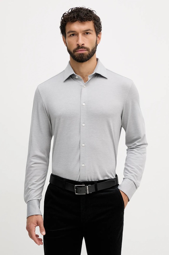 Košeľa BOSS P-HANK-kent-C1-222 slim sivá 50550563
