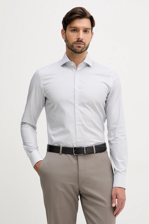 BOSS camicia in cotone H-HANK-spr-B1-C1-253 slim blu navy 50550643