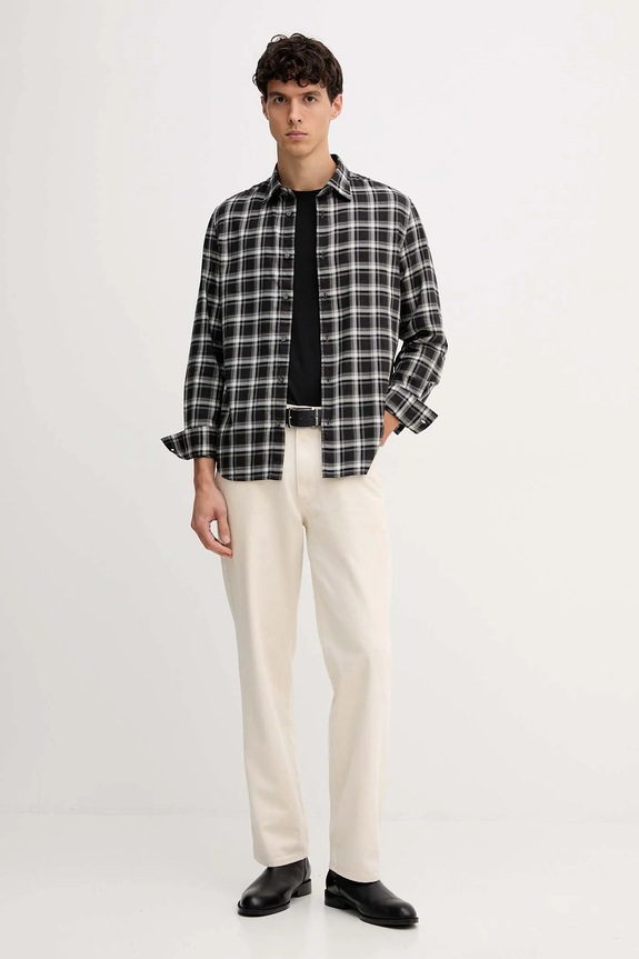 Marc O'Polo camicia in cotone 529740042118 grigio AW25