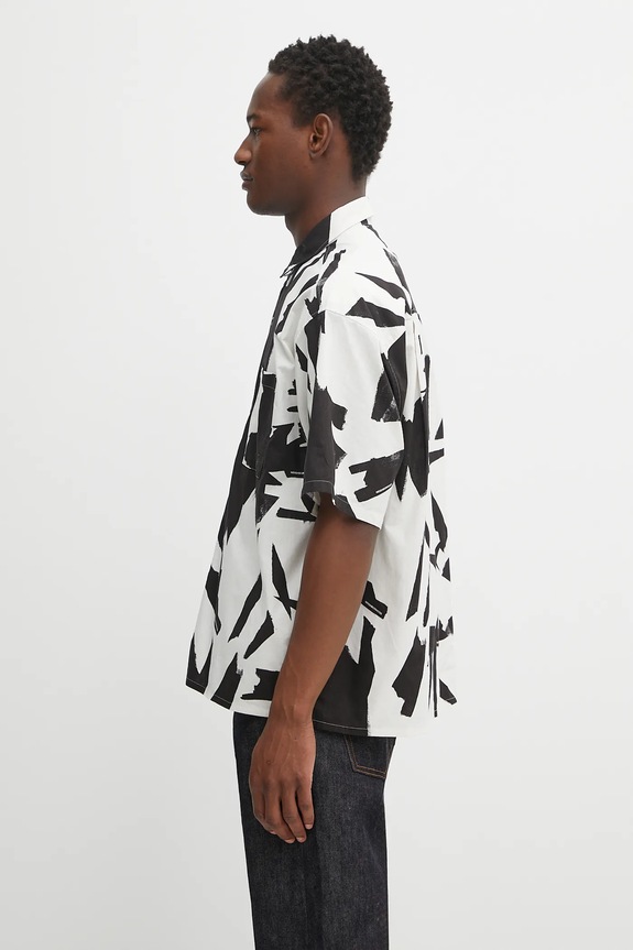 NEIGHBORHOOD camicia in cotone abstract pattern plain shirt ss 251TSNH.SHM13 beige AW25