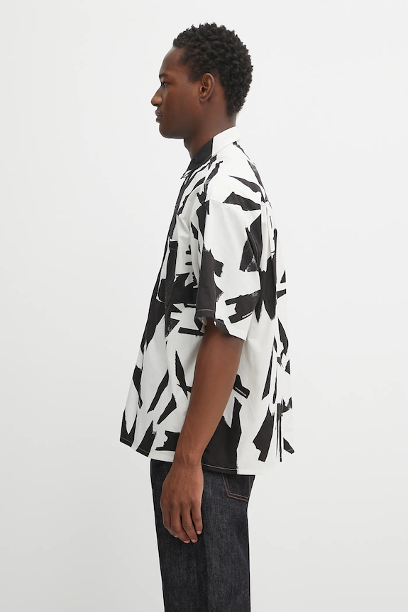 NEIGHBORHOOD camicia in cotone abstract pattern plain shirt ss 251TSNH.SHM13 beige AW25