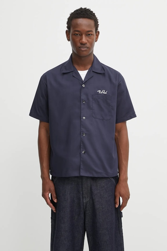 NEIGHBORHOOD camicia solid-color hawaiian shirt ss regolare blu navy 251TSNH.SHM07