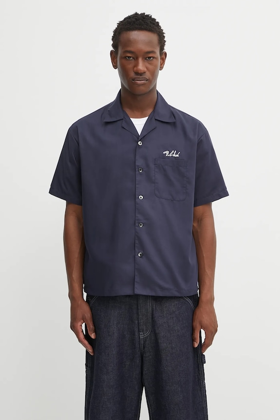 NEIGHBORHOOD camicia solid-color hawaiian shirt ss regolare blu navy 251TSNH.SHM07