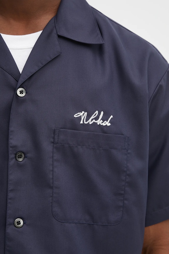 NEIGHBORHOOD camicia solid-color hawaiian shirt ss blu navy 251TSNH.SHM07