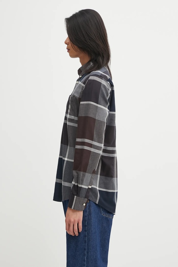 Bavlnená košeľa Barbour Dunoon Tailored Tartan Shirt MSH4980TN38 tmavomodrá AW25