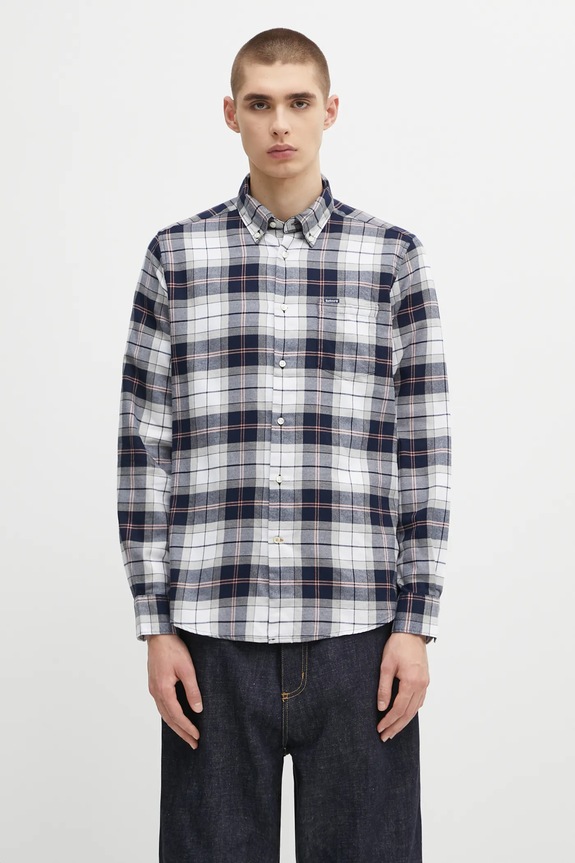 Bavlnená košeľa Barbour Fortrose Tailored Tartan Shirt regular tmavomodrá MSH4991TN42