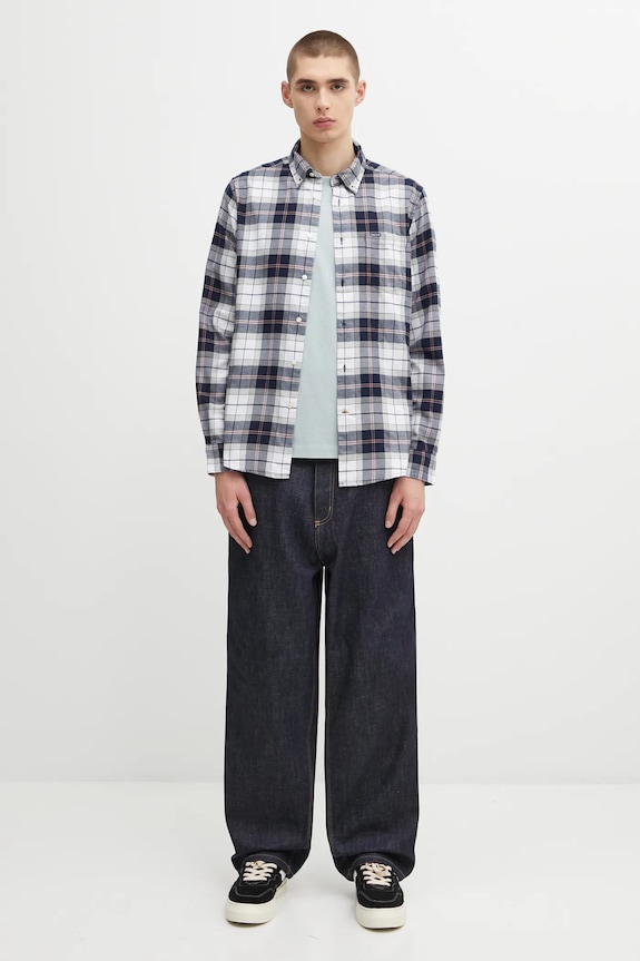 Bavlnená košeľa Barbour Fortrose Tailored Tartan Shirt MSH4991TN42 tmavomodrá