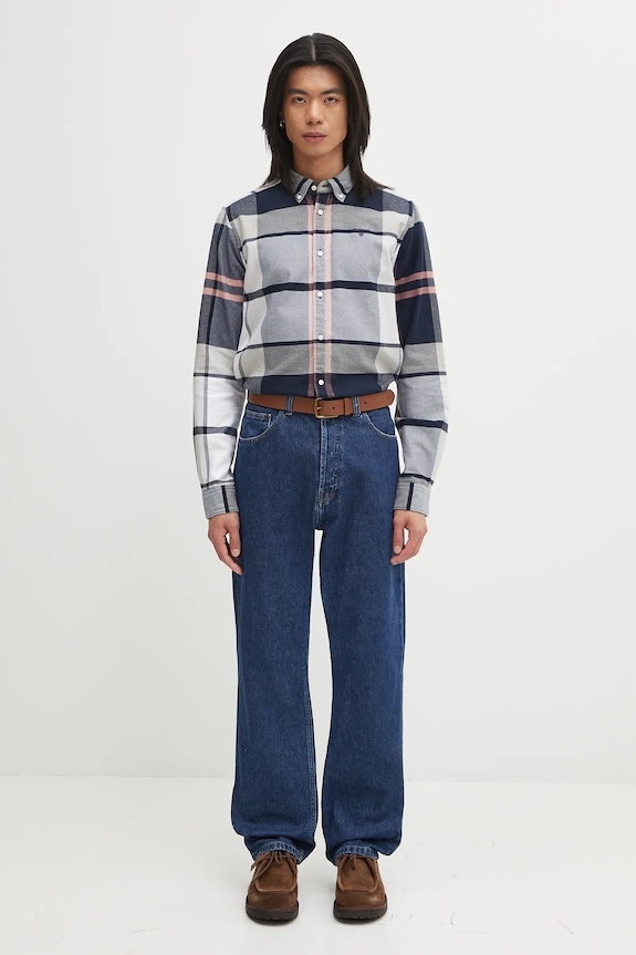 Bavlnená košeľa Barbour Iceloch Tailored Tartan Shirt MSH4994TN42 tmavomodrá