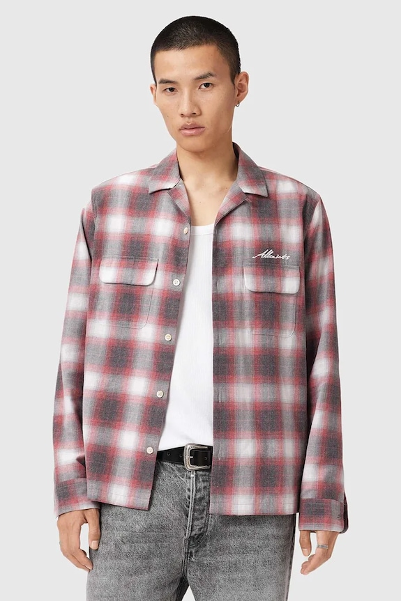 Πουκάμισο AllSaints SHAMS casual κόκκινο M034SD